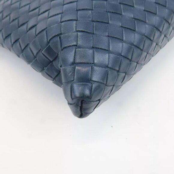 Auth BOTTEGA VENETA Hobo Intrecciato Shoulder Bag Navy Leather - Picture 12 of 16